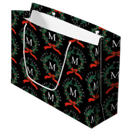 Sacola Para Presentes Grande Feriados Felizes Personalizados, Terra do Monogram