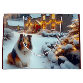 Sacola Para Presentes Grande Férias com Shetland Sheepdog