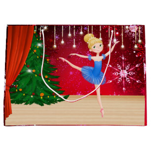 Sacola Para Presentes Grande Férias de Natal do Balé Ballerina Blue Tutu