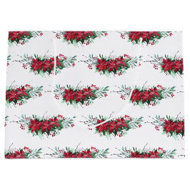 Sacola Para Presentes Grande Férias de Natal Poinsettia Botânica Festiva