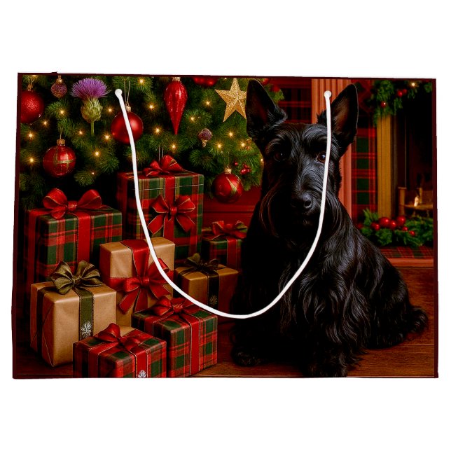 Sacola Para Presentes Grande Férias do Scottish Terrier  (Verso)
