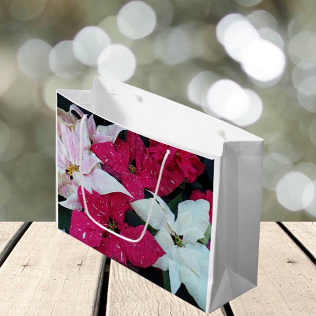 Sacola Para Presentes Grande Férias Festivas Poinsettias Floral (In Situ)