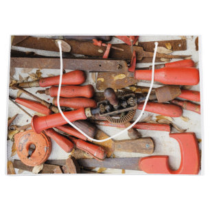 Sacola Para Presentes Grande Ferramenta Antiguamente Rustic Red Man