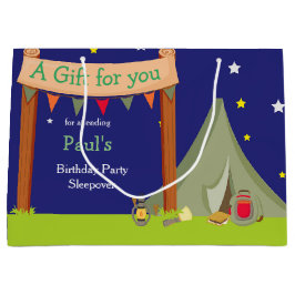 Sacola Para Presentes Grande Festa de aniversário de acampamento Sleepover Khak