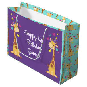 Sacola Para Presentes Grande Festa de Aniversário de criança Giraffe