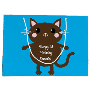 Sacola Para Presentes Grande Festa de aniversário de gatos