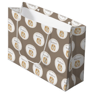 Sacola Para Presentes Grande Festa de aniversário de padrão de hamster de corte