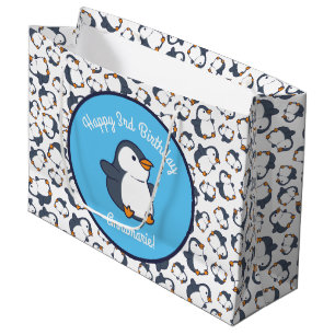 Sacola Para Presentes Grande Festa de aniversário de pinguim