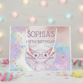Sacola Para Presentes Grande Festa de aniversário infantil axolote caprichosa