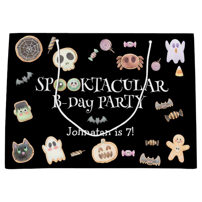 Sacola Para Presentes Grande Festa de crianças de aniversário Spooktacular (Frente)