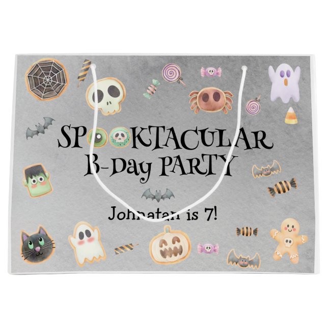 Sacola Para Presentes Grande Festa de crianças de aniversário Spooktacular (Frente)