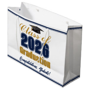 Sacola Para Presentes Grande Festa de Graduação da Turma de 2026 Azul Marinho D