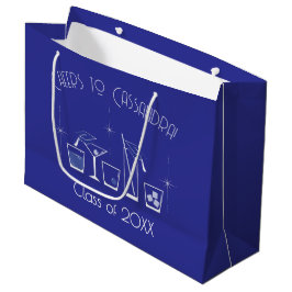 Sacola Para Presentes Grande Festa de Graduação de Chapéu e Coquetel Azul