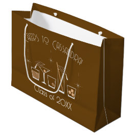 Sacola Para Presentes Grande Festa de Graduação de Chapéu e Coquetel Marrom