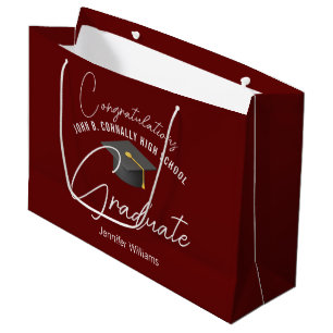 Sacola Para Presentes Grande Festa de Graduação Personalizada Burgundy