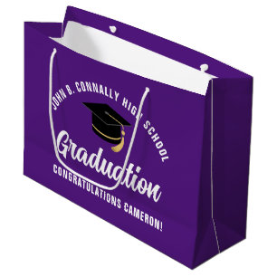 Sacola Para Presentes Grande Festa de Graduação Roxa Personalizada Graduado 202