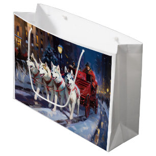 Sacola Para Presentes Grande Festa de Natal do Husky Siberiano
