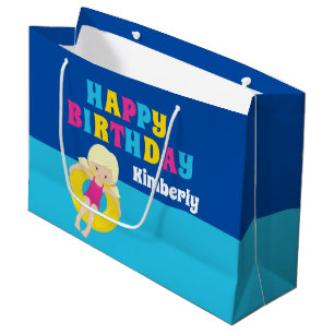 Sacola Para Presentes Grande Festa de Piscina para Meninas Festa de Aniversário