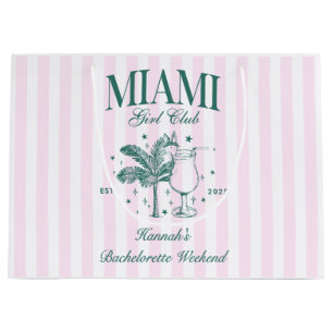 Sacola Para Presentes Grande Festa de solteira de Miami Verde e Rosa Moderno