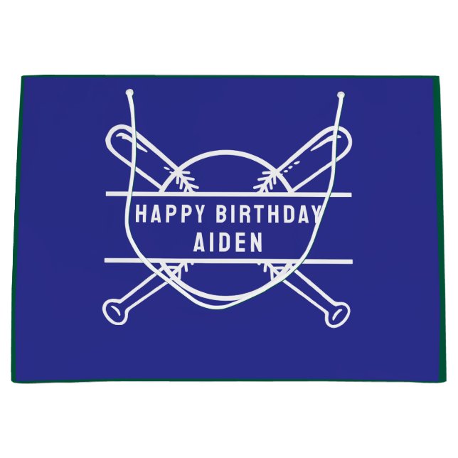 Sacola Para Presentes Grande Festa de Tema de Baseball Personalizada (Frente)