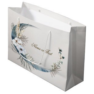 Sacola Para Presentes Grande Festa Elegante Boho Flores de Orquídea Branca Lua