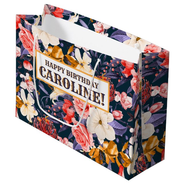 Sacola Para Presentes Grande Festa Floral Boho Sofisticada (Frente inclinada)