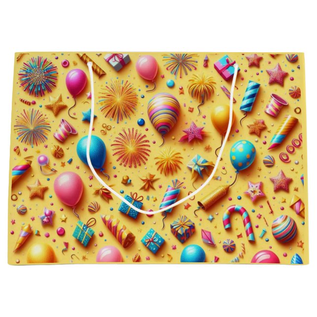 Sacola Para Presentes Grande Festa no Amarelo (Frente)