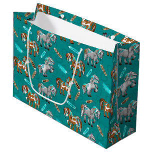 Sacola Para Presentes Grande Festa unisex de cavalos selvagens