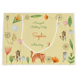 Sacola Para Presentes Grande festas de aniversário de flores e de gatos