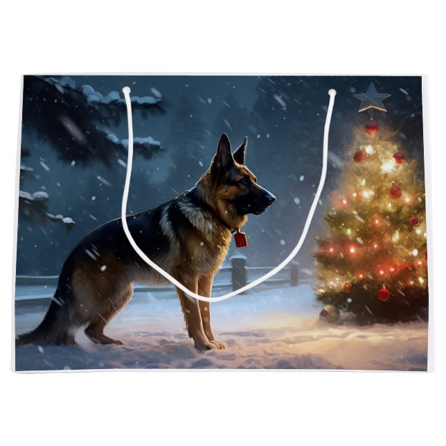 Sacola Para Presentes Grande FESTIE german shepherd Natal (Frente)