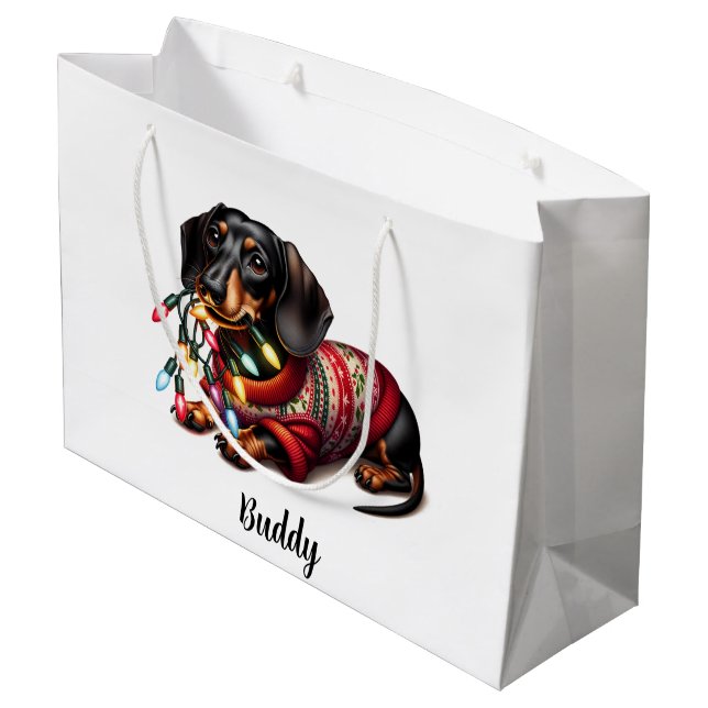 Sacola Para Presentes Grande Festivo Dachshund Delight Gift Bag (Verso inclinado)