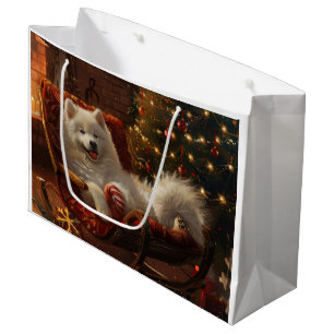 Sacola Para Presentes Grande Festivo de Natal de Cachorro Samovido