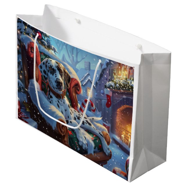 Sacola Para Presentes Grande Festivo do Cachorro Dalmático (Frente inclinada)