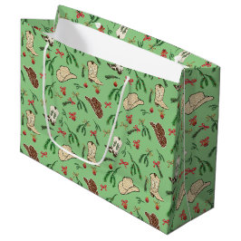 Sacola Para Presentes Grande Festivo Holiday Cowboy Rodeo Pattero Sage