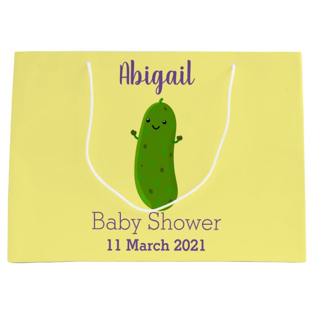 Sacola Para Presentes Grande Figura de desenho animado de picles feliz (Frente)