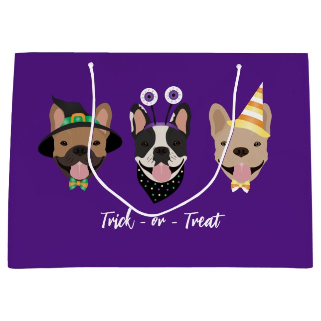 Sacola Para Presentes Grande Figurinos de Halloween do Buldogue Francês (Frente)