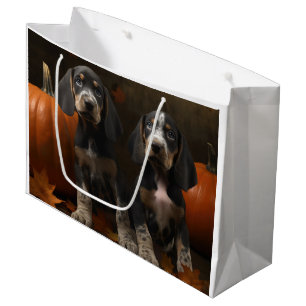 Sacola Para Presentes Grande Filhote de Bluetick Coonhound Delícia de Outono Ab