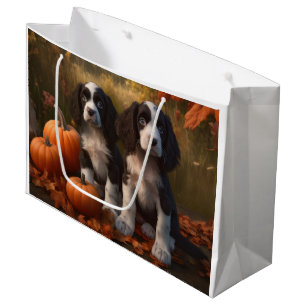 Sacola Para Presentes Grande Filhote de Springer Spaniel Delícia de Outono Abób