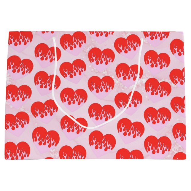 Sacola Para Presentes Grande Fire Heart (Frente)