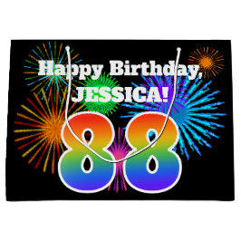 Sacola Para Presentes Grande Fireworks divertido + Rainbow Pattern "88" Anivers