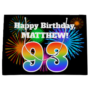 Sacola Para Presentes Grande Fireworks divertido + Rainbow Pattern "93" Anivers