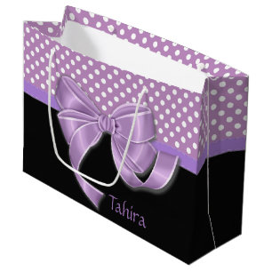 Sacola Para Presentes Grande Fita e bolinhas da lavanda