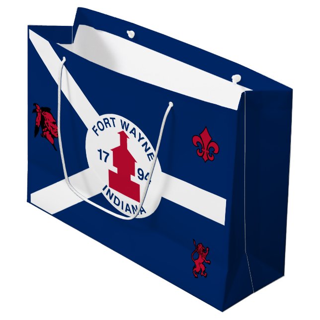 Sacola Para Presentes Grande Flag Fort Wayne, Indiana Large Gift Bag (Frente inclinada)