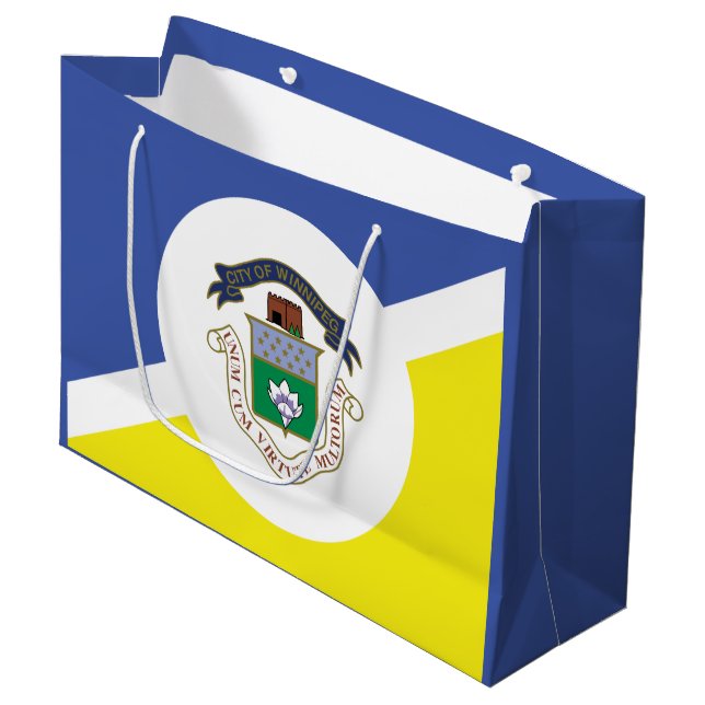 Sacola Para Presentes Grande Flag of Winnipeg, Manitoba Large Gift Bag (Frente inclinada)