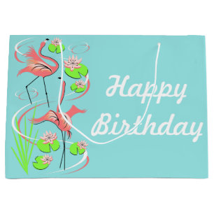 Sacola Para Presentes Grande Flamingo Fandango Slim Duo Feliz Aniversário Grand