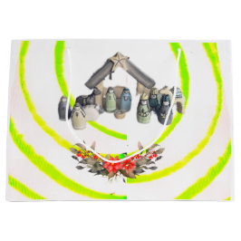 Sacola Para Presentes Grande Flat Holiday Card