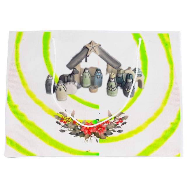 Sacola Para Presentes Grande Flat Holiday Card (Frente)