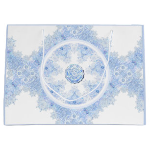 Sacola Para Presentes Grande Floco de neve azul-gelo