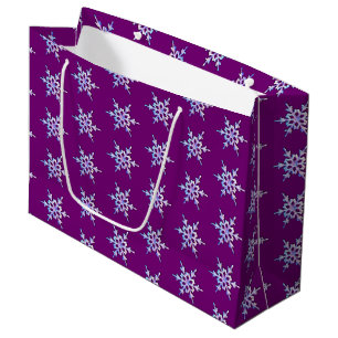 Sacola Para Presentes Grande Floco de neve iridescente em ametista roxo