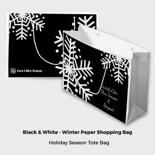 Sacola Para Presentes Grande Floco de neve Nome do logotipo da empresa Black &